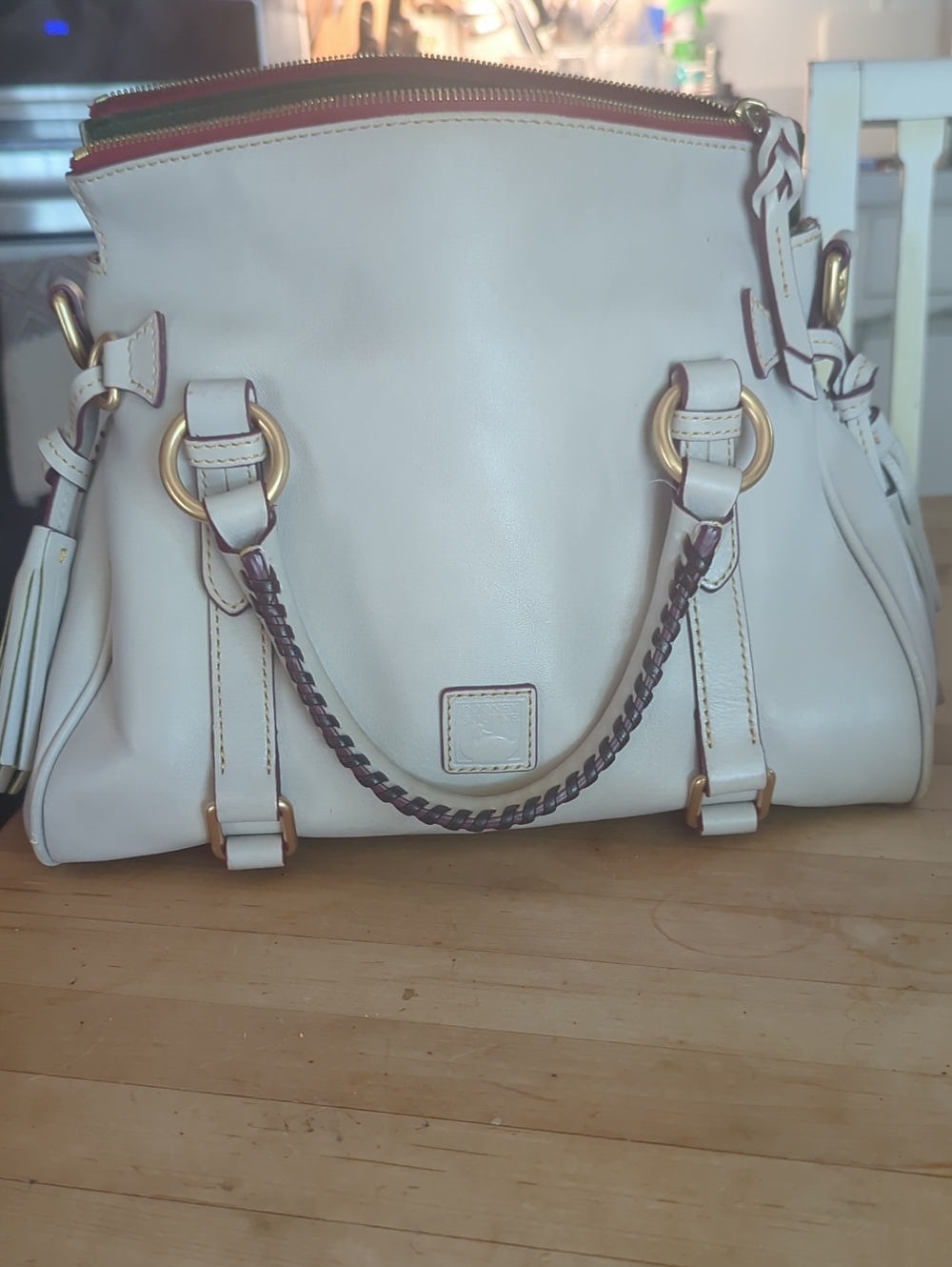 Dooney & Bourke Medium Shoulder Bag Ecru Gold Hardware and Florentine Leather